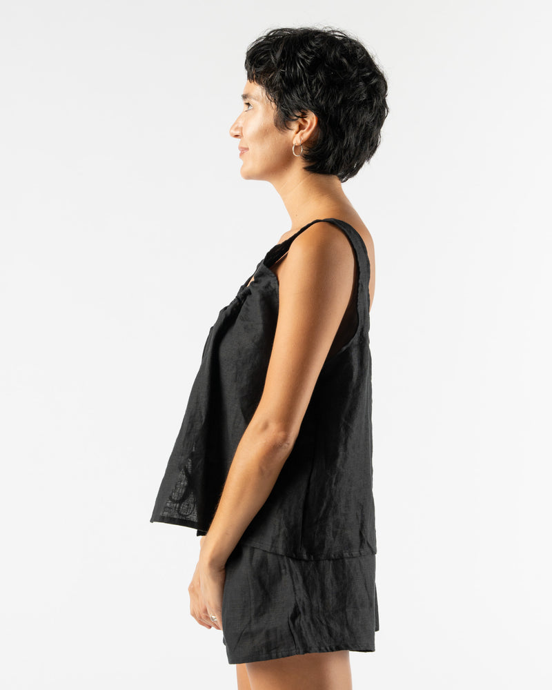 Deiji Studios Open Linen Short Set in Black