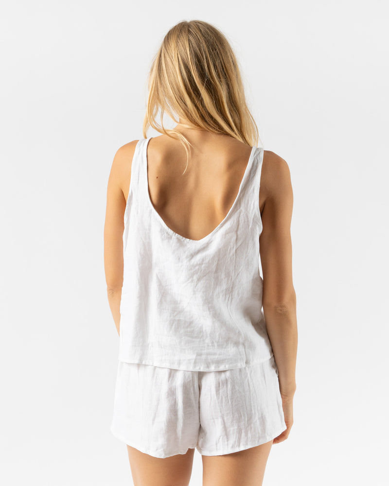 Deiji Studios Open Linen Short Set in White