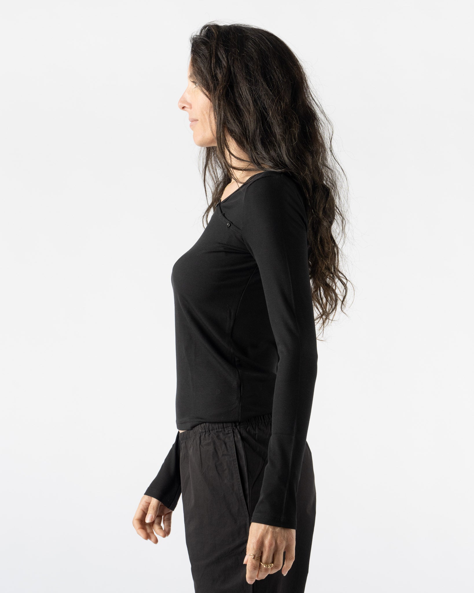 Deiji Studios Shoulder Tie Top in Black