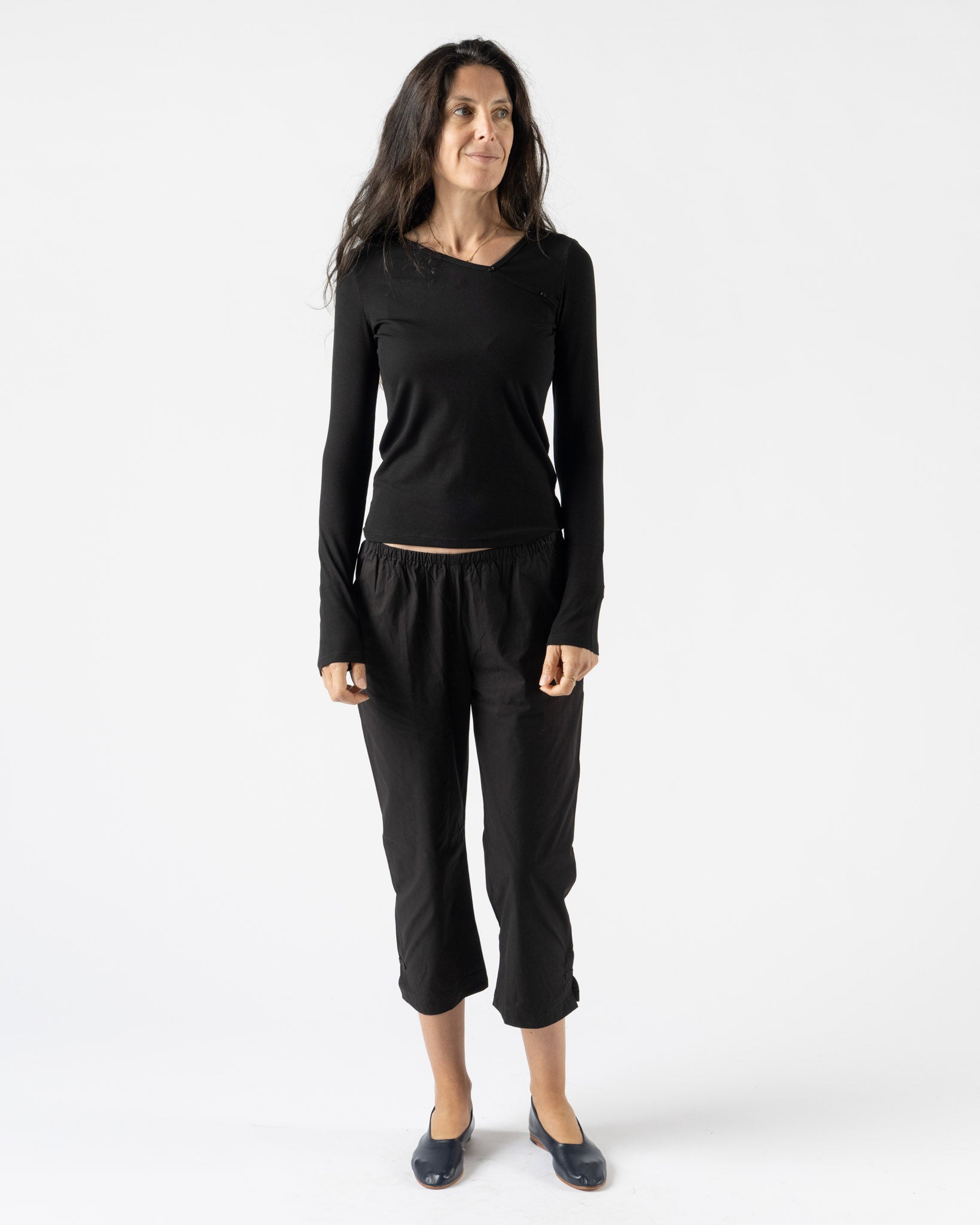Deiji Studios Shoulder Tie Top in Black