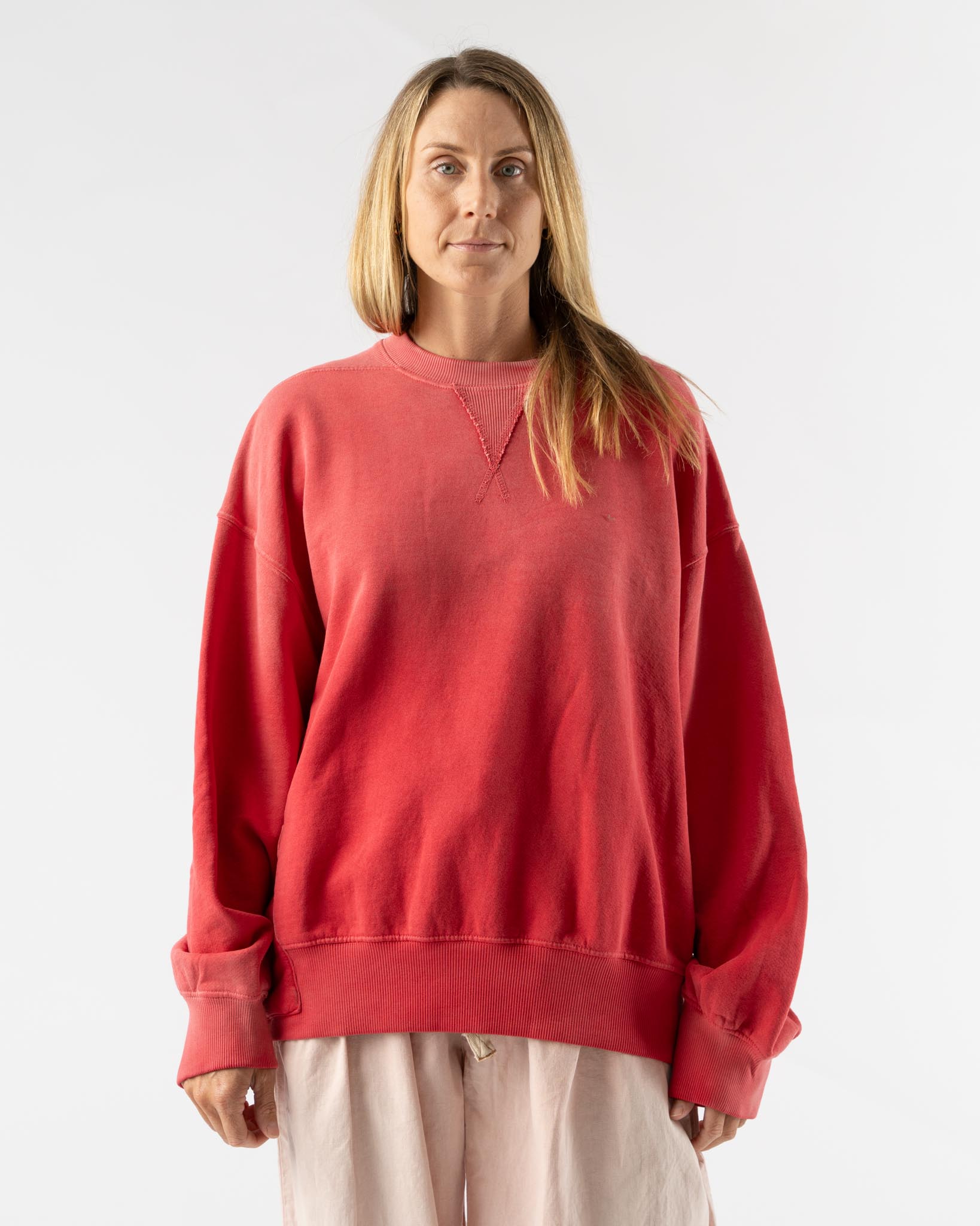 Dr. Collectors Relax French Terry in Sunfaded Experimental Dye Red