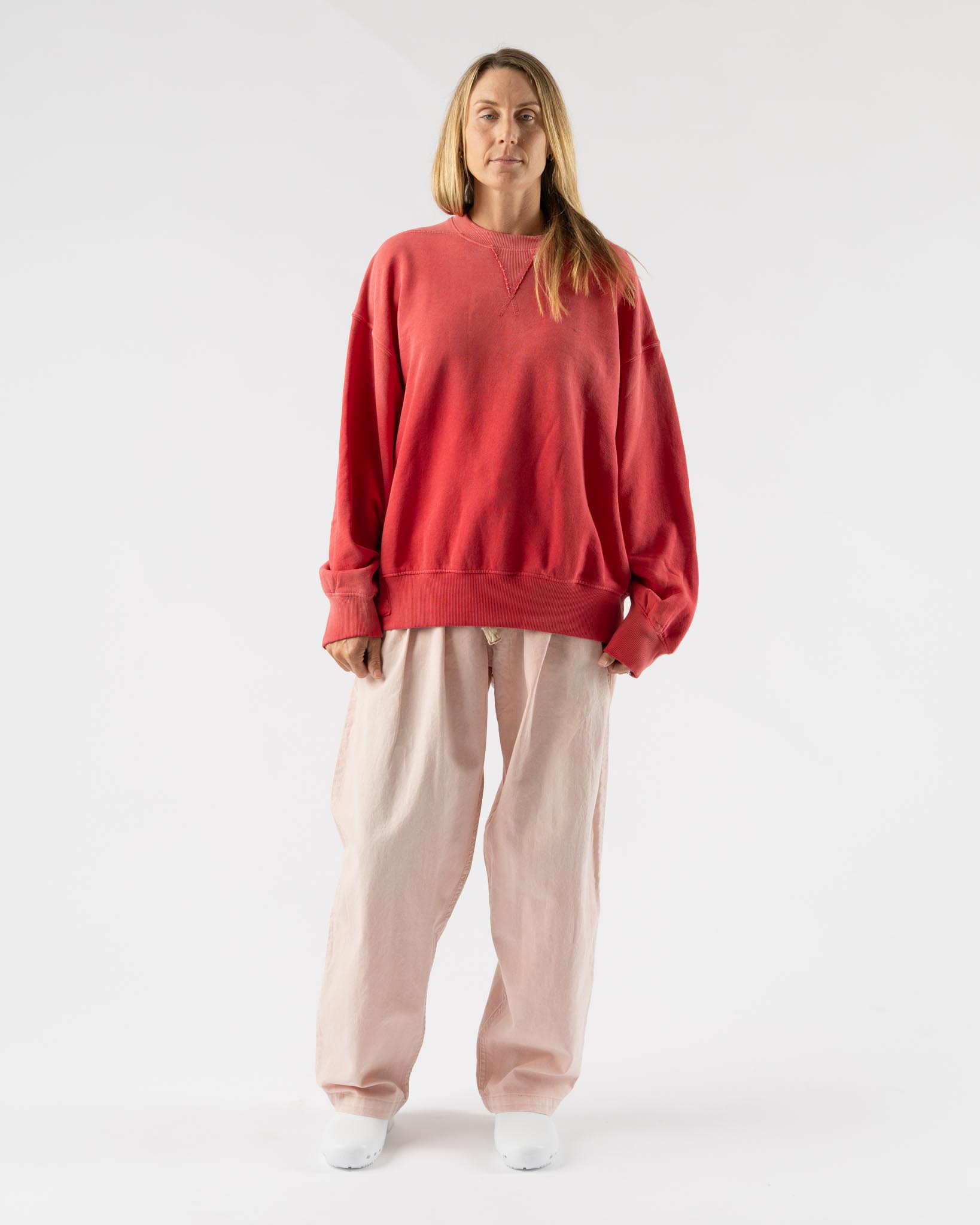 Dr. Collectors Relax French Terry in Sunfaded Experimental Dye Red
