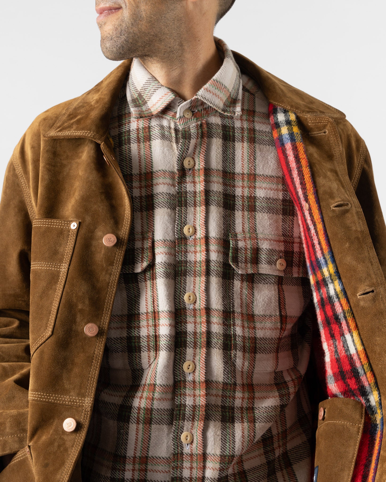 Drake's Wool Lined Welder Jacket in Dark Brown