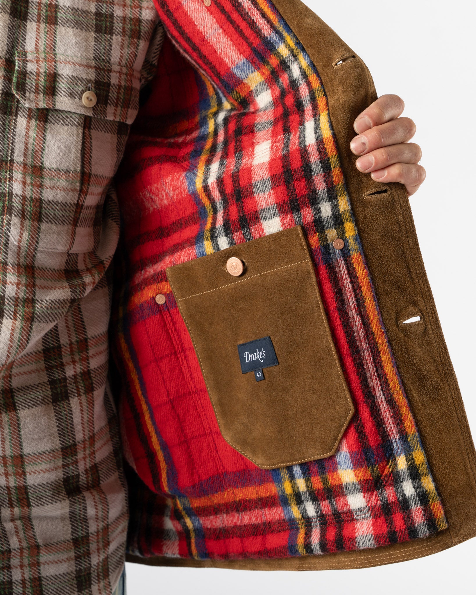 Drake's Wool Lined Welder Jacket in Dark Brown