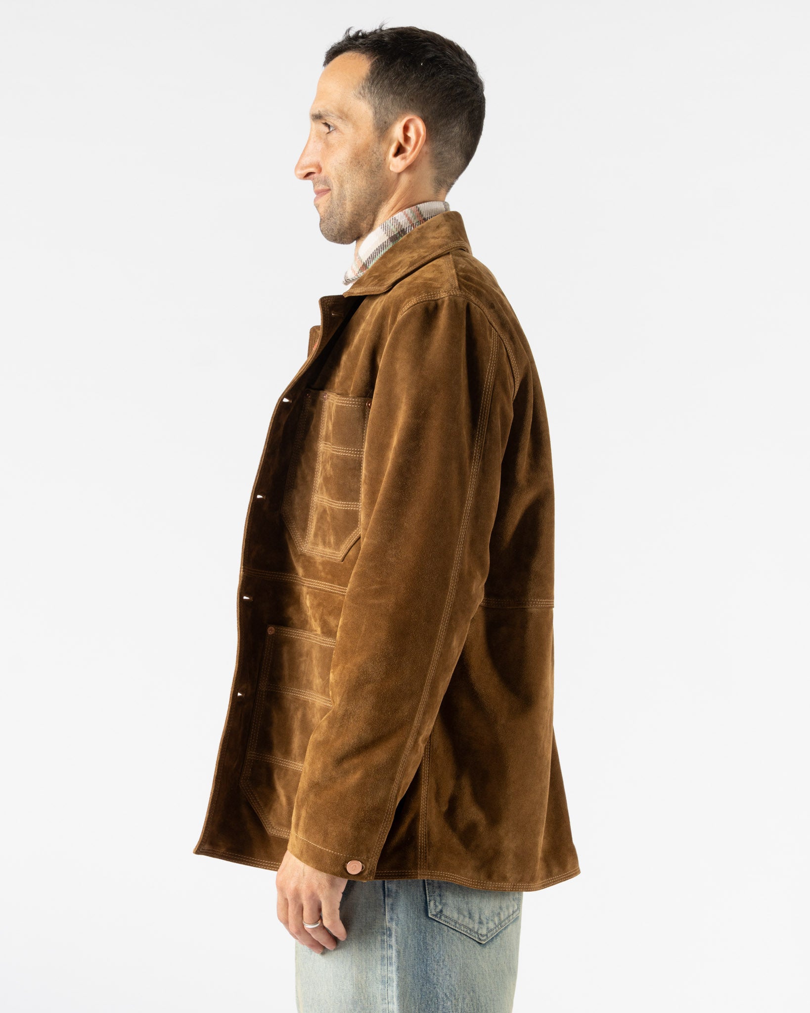 Drake's Wool Lined Welder Jacket in Dark Brown
