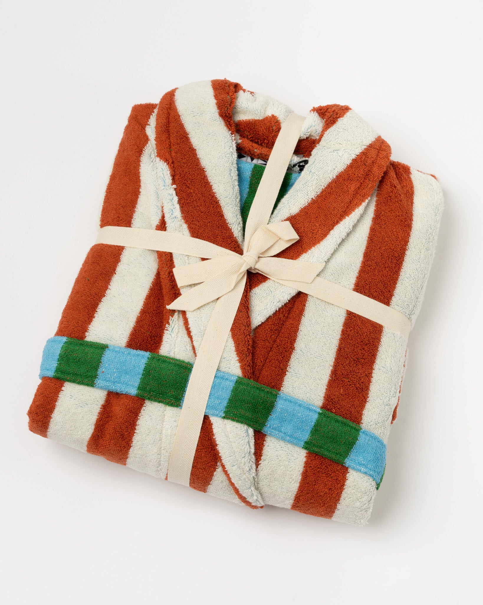 Dusen Dusen Stripe Bathrobe in Field Stripe
