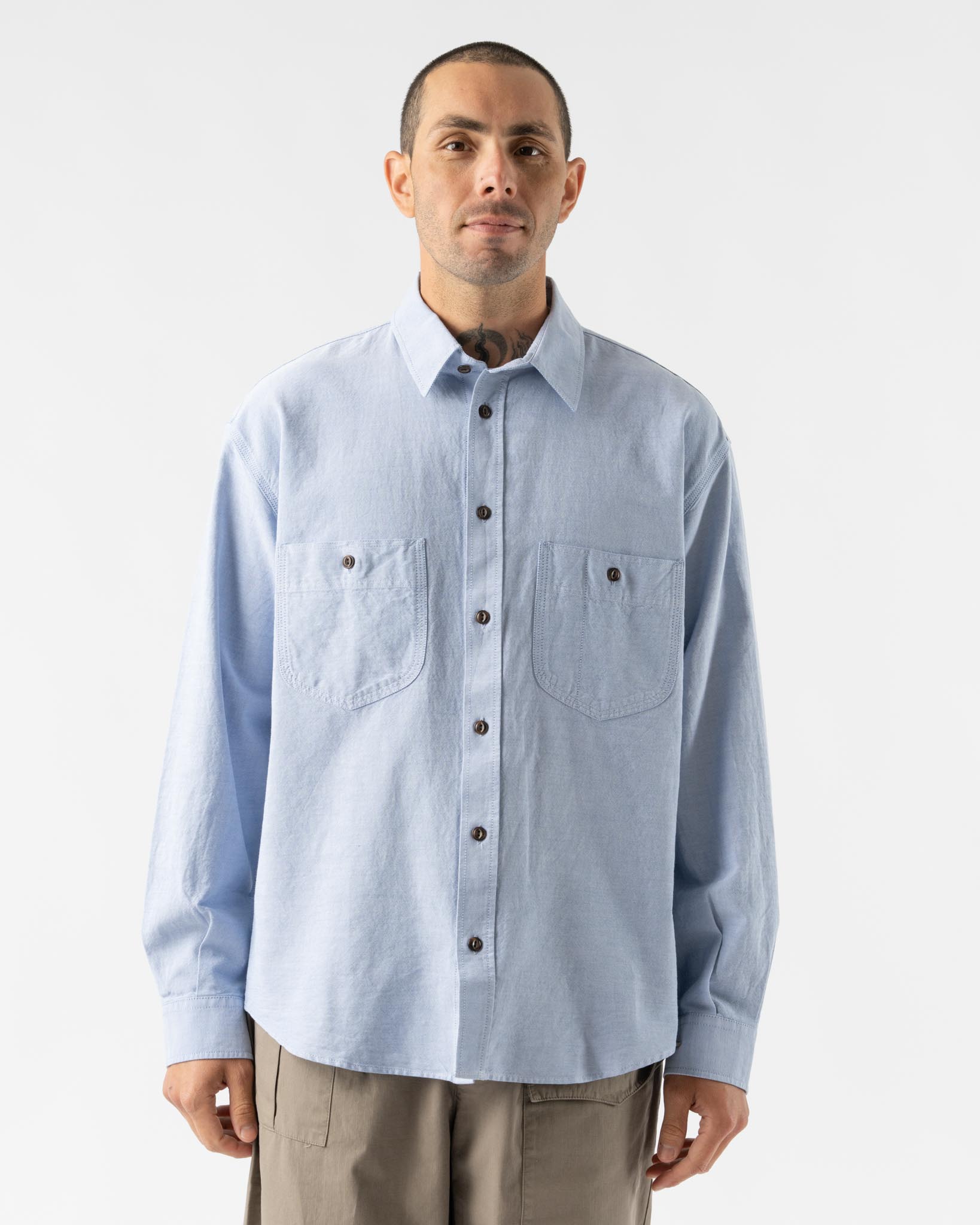 Eat Dust Mechanic Shirt in Blue