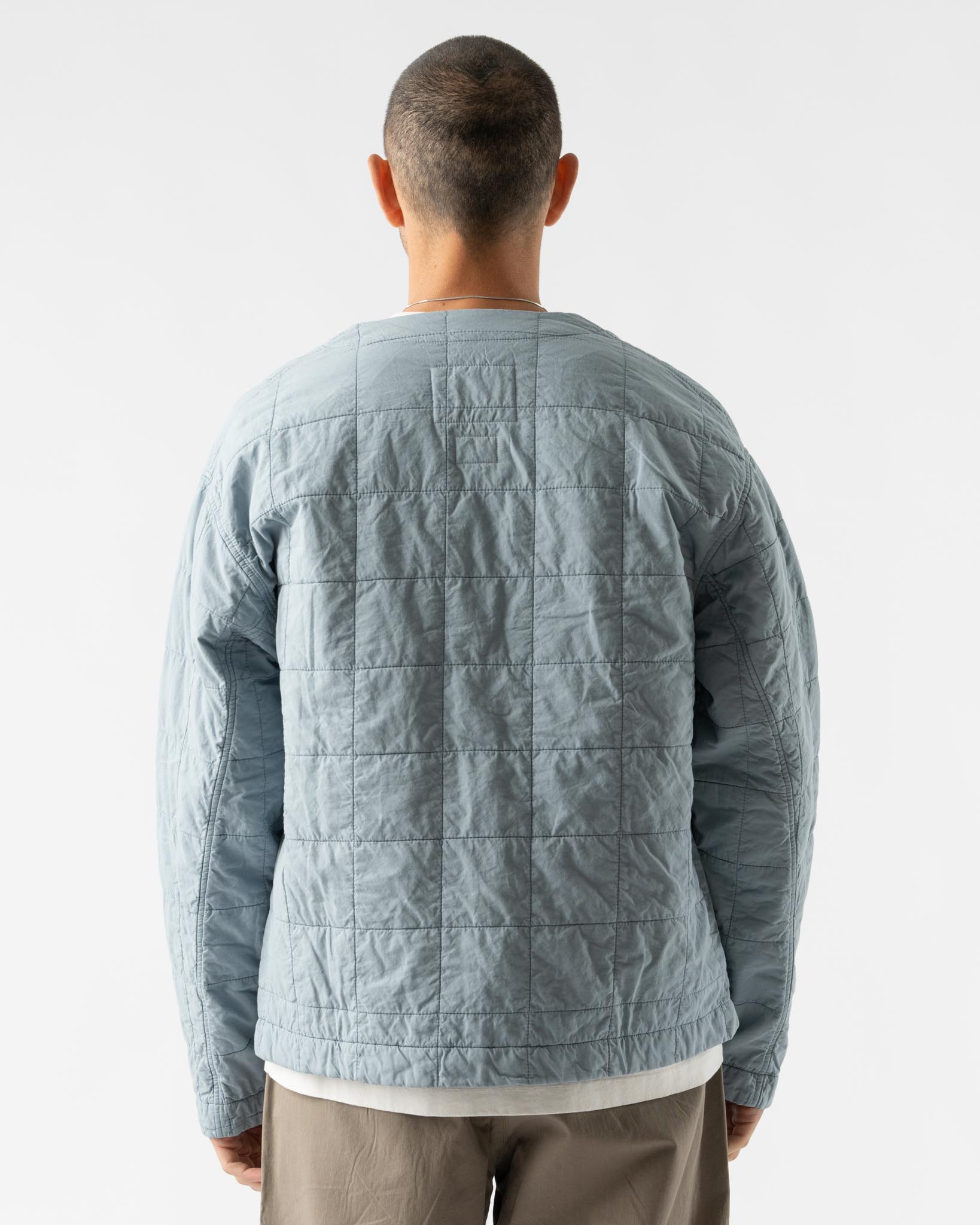 Eat Dust Padded Baseball Cardigan in Blue Fog