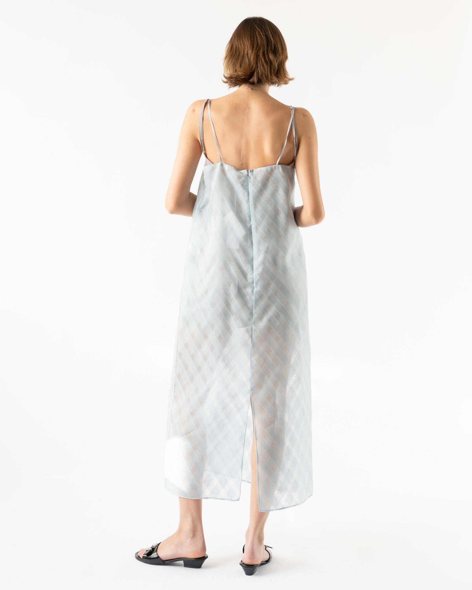 Auralee Sheer Silk Cotton Cut Jacquard Camisole Dress