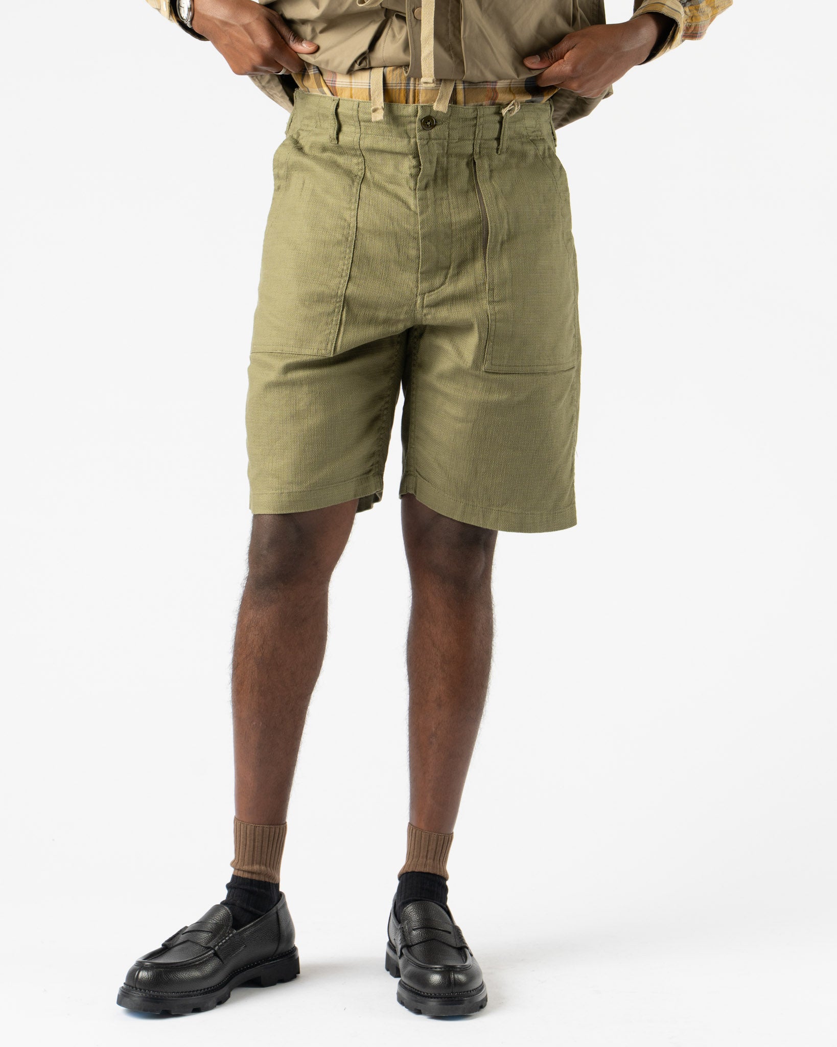 Engineered Garments Fatigue Short in Olive Java Cloth