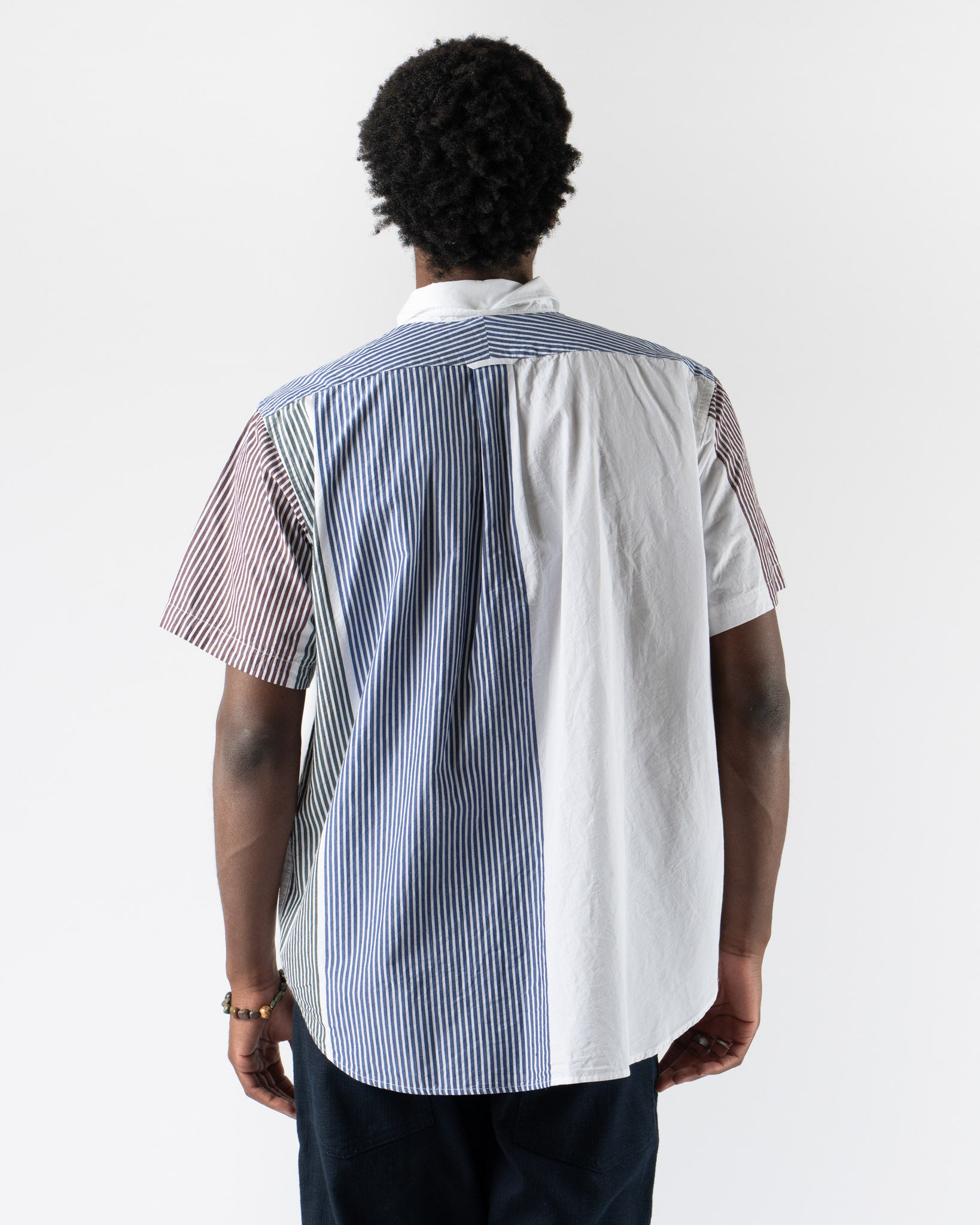 Engineered Garments Popover BD Shirt in Multi Color Cotton Block Stripe