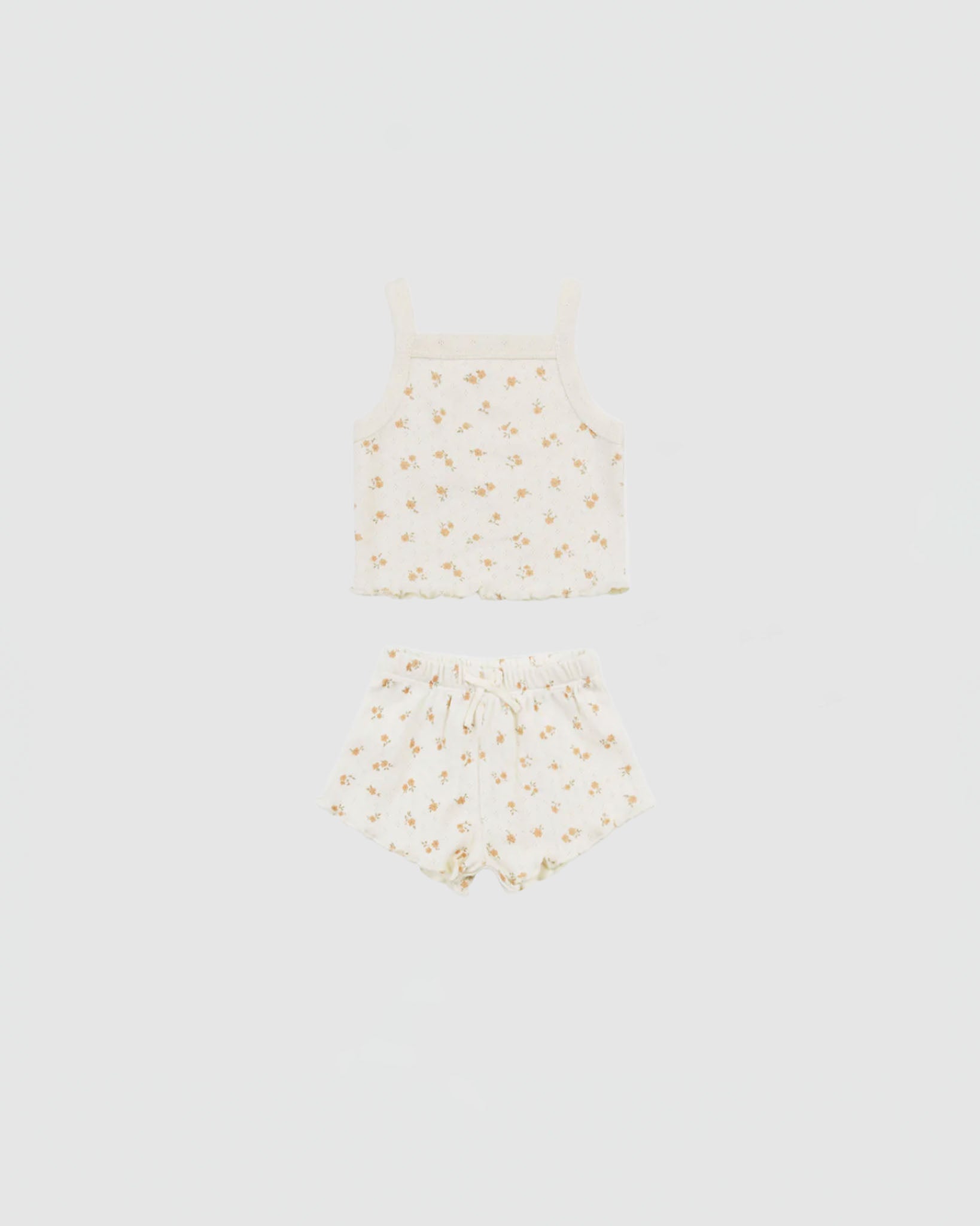 Quincy Mae Pointelle Tank and Shortie Set in Ditsy Melon