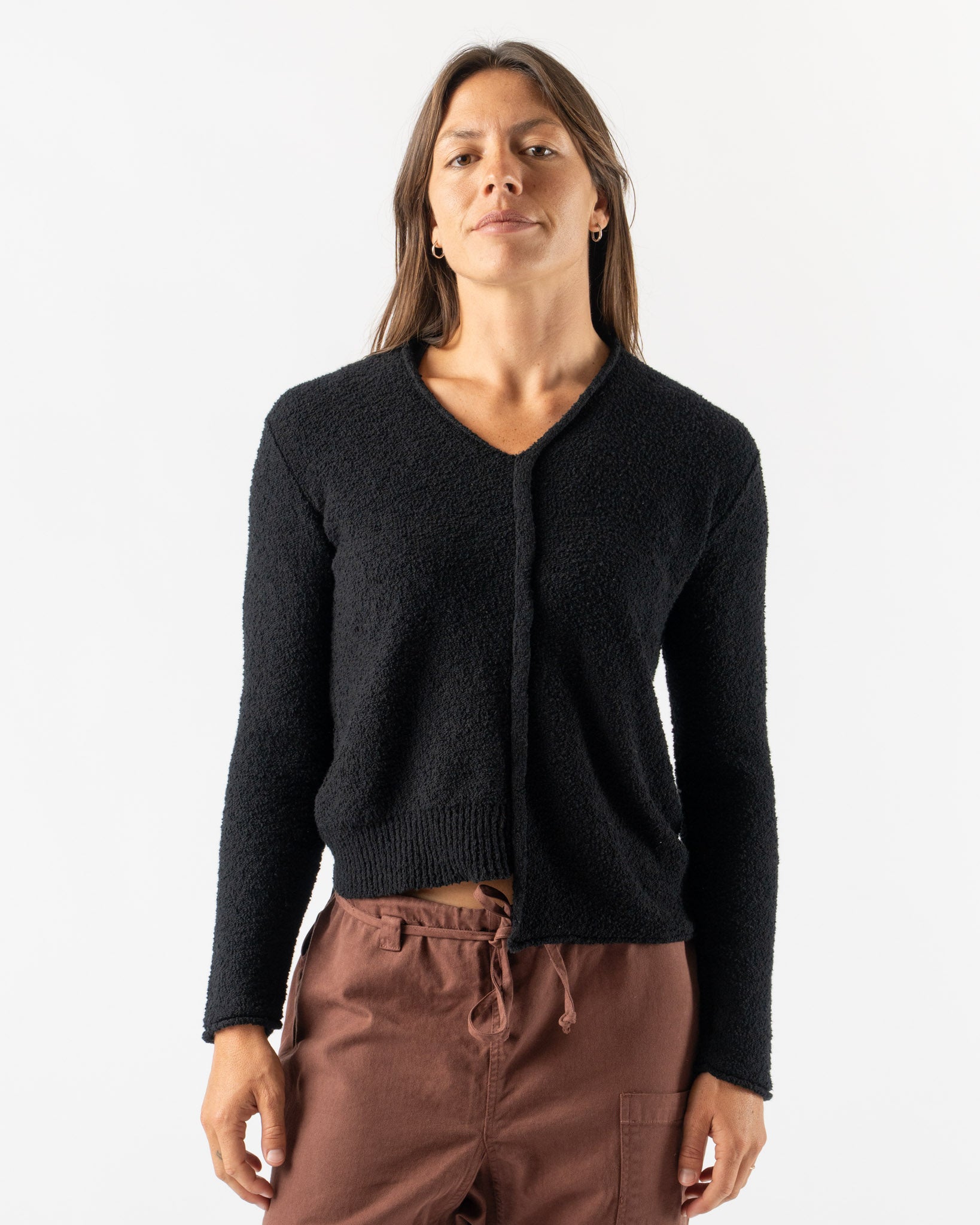 Lauren Manoogian Boucle V-Neck in Black