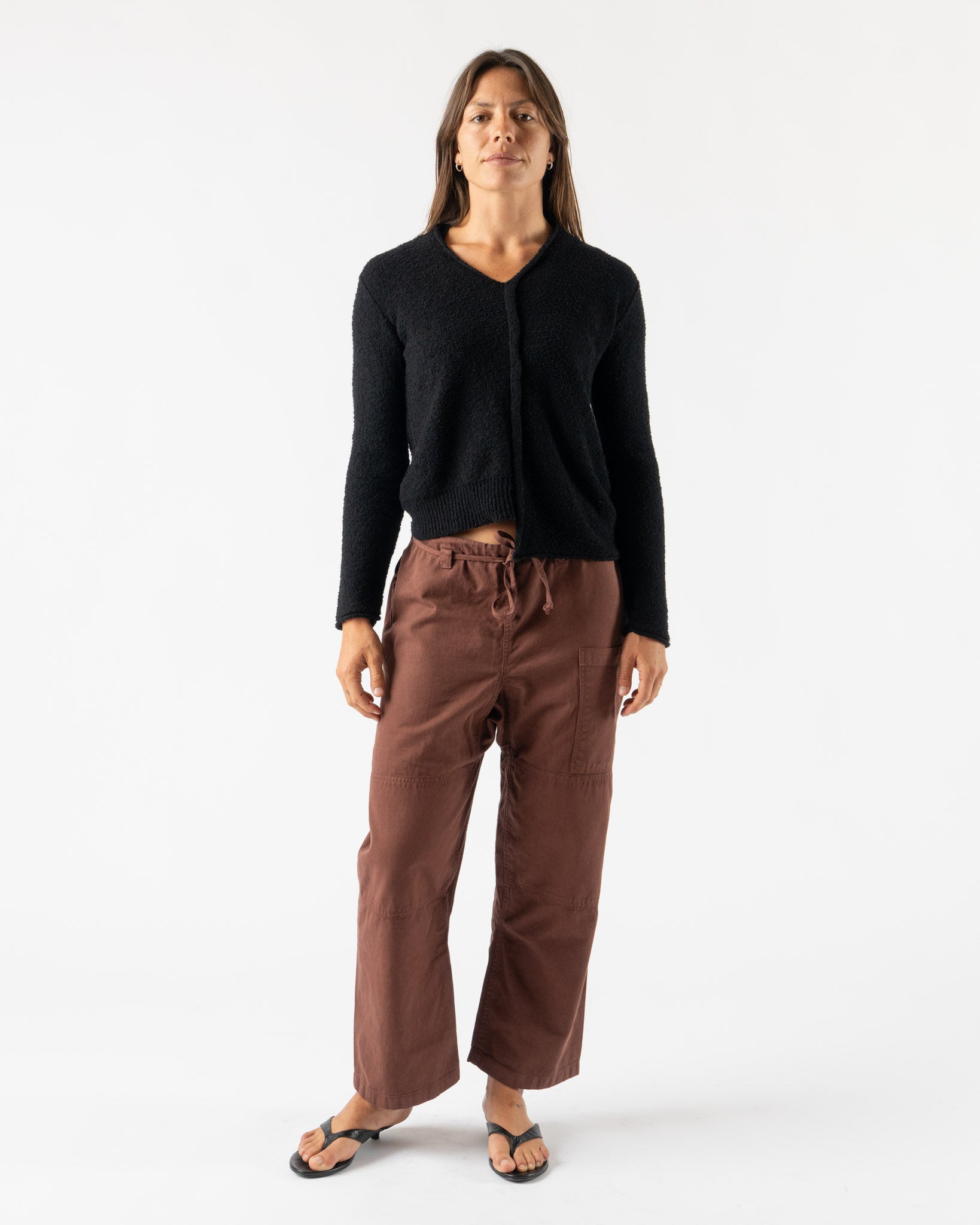 Lauren Manoogian Boucle V-Neck in Black