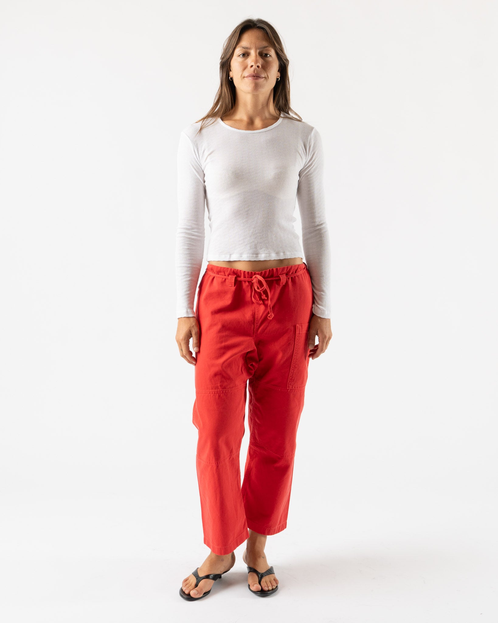 Gil Rodriguez Pointelle Long Sleeve Tee in White