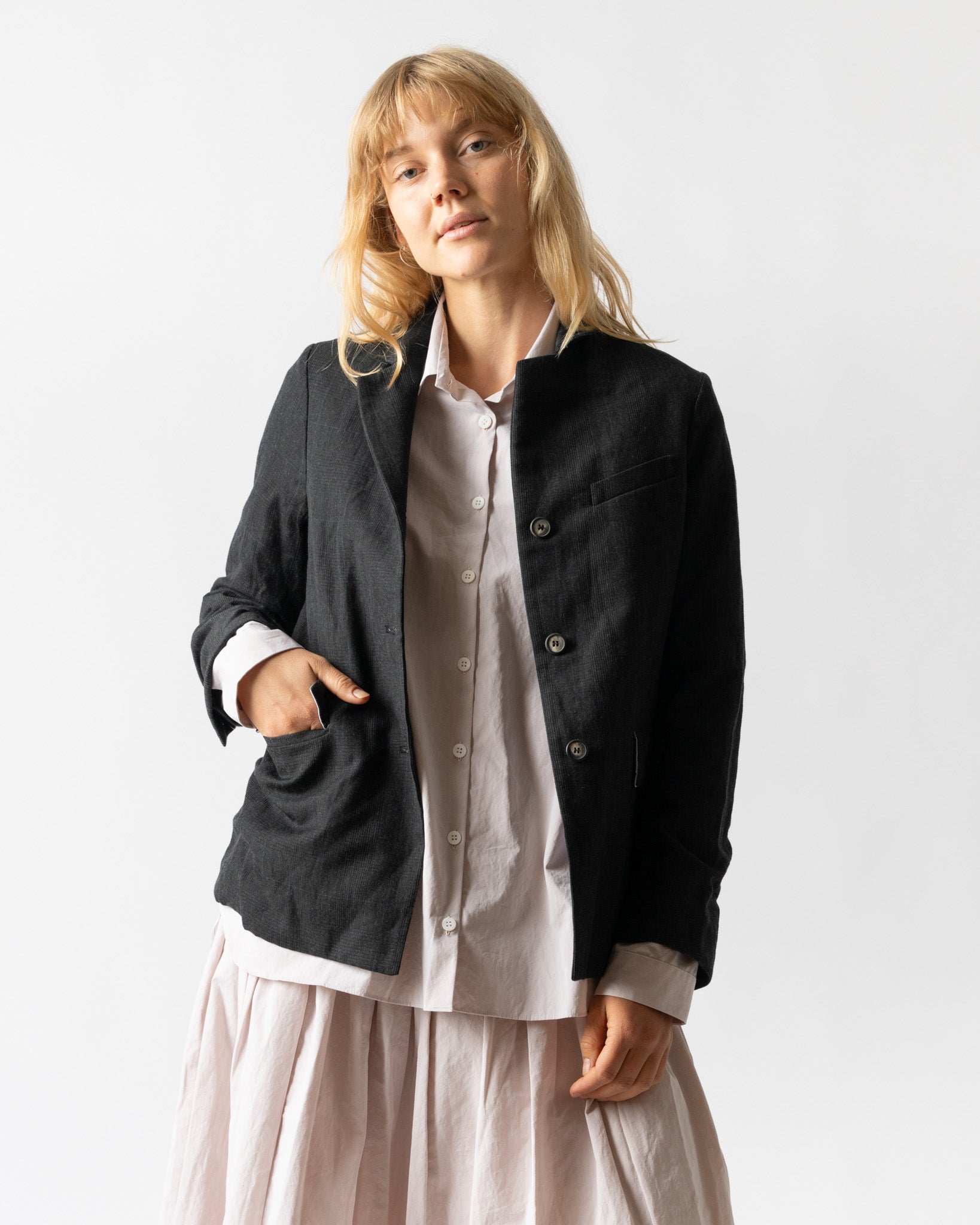 Bergfabel Giulia Jacket in Charcoal Check Curated at Jake and Jones