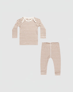 Quincy Mae Ribbed Tee and Legging Set in Golden Stripe