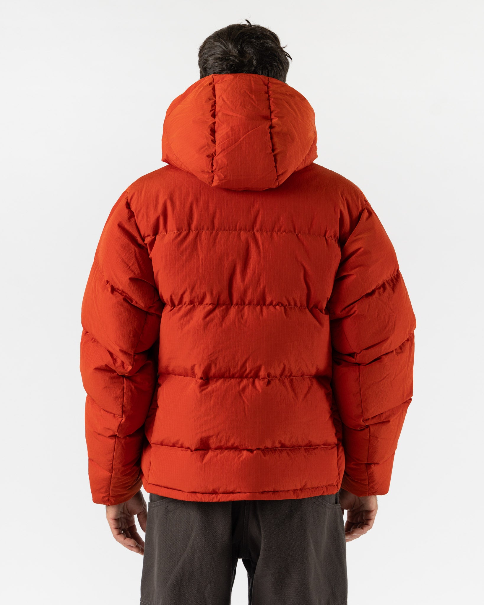 Gramicci Down Puffer Hooded Jacket in Burnt Red