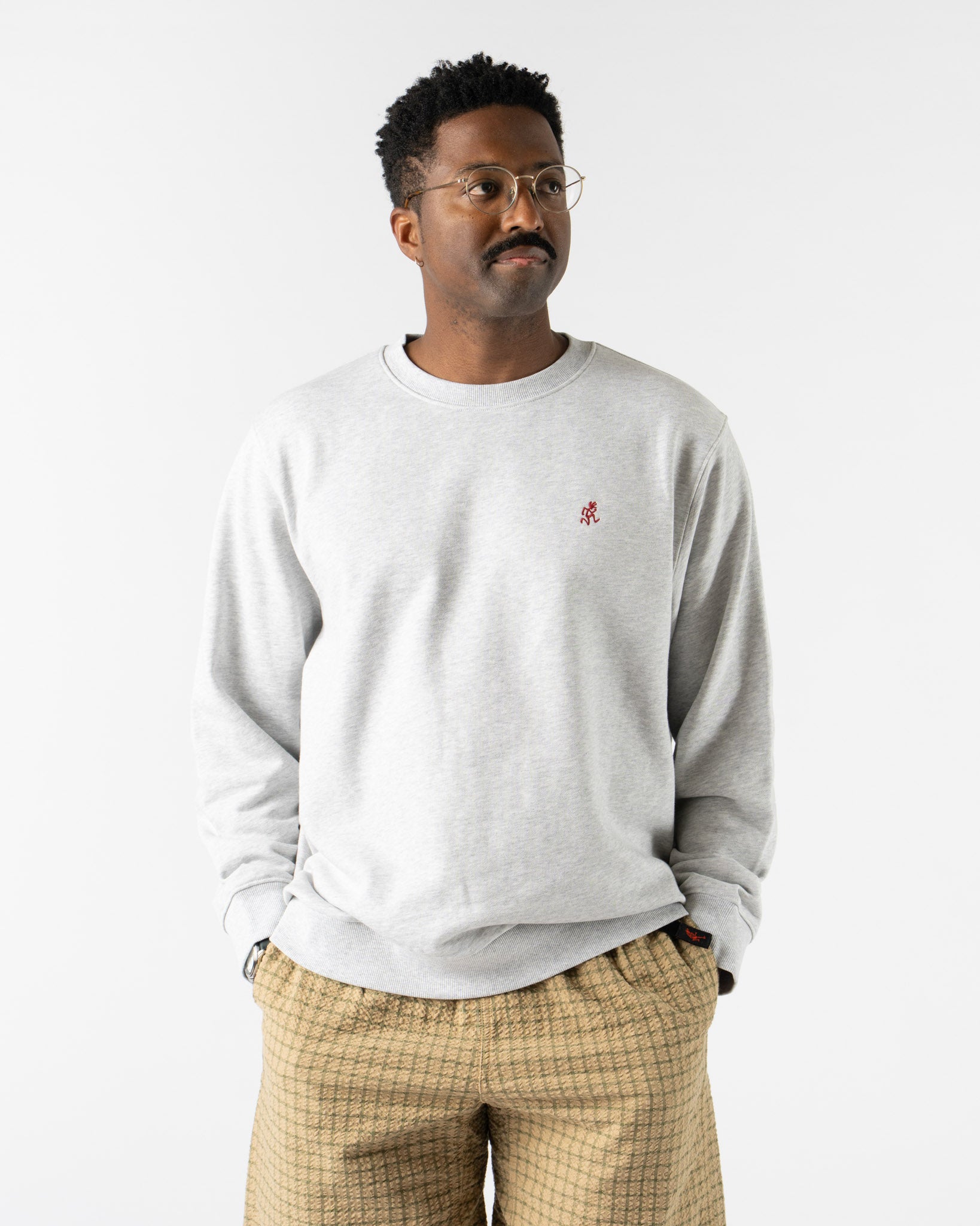 Gramicci One Point Crew Sweater in Ash Heather