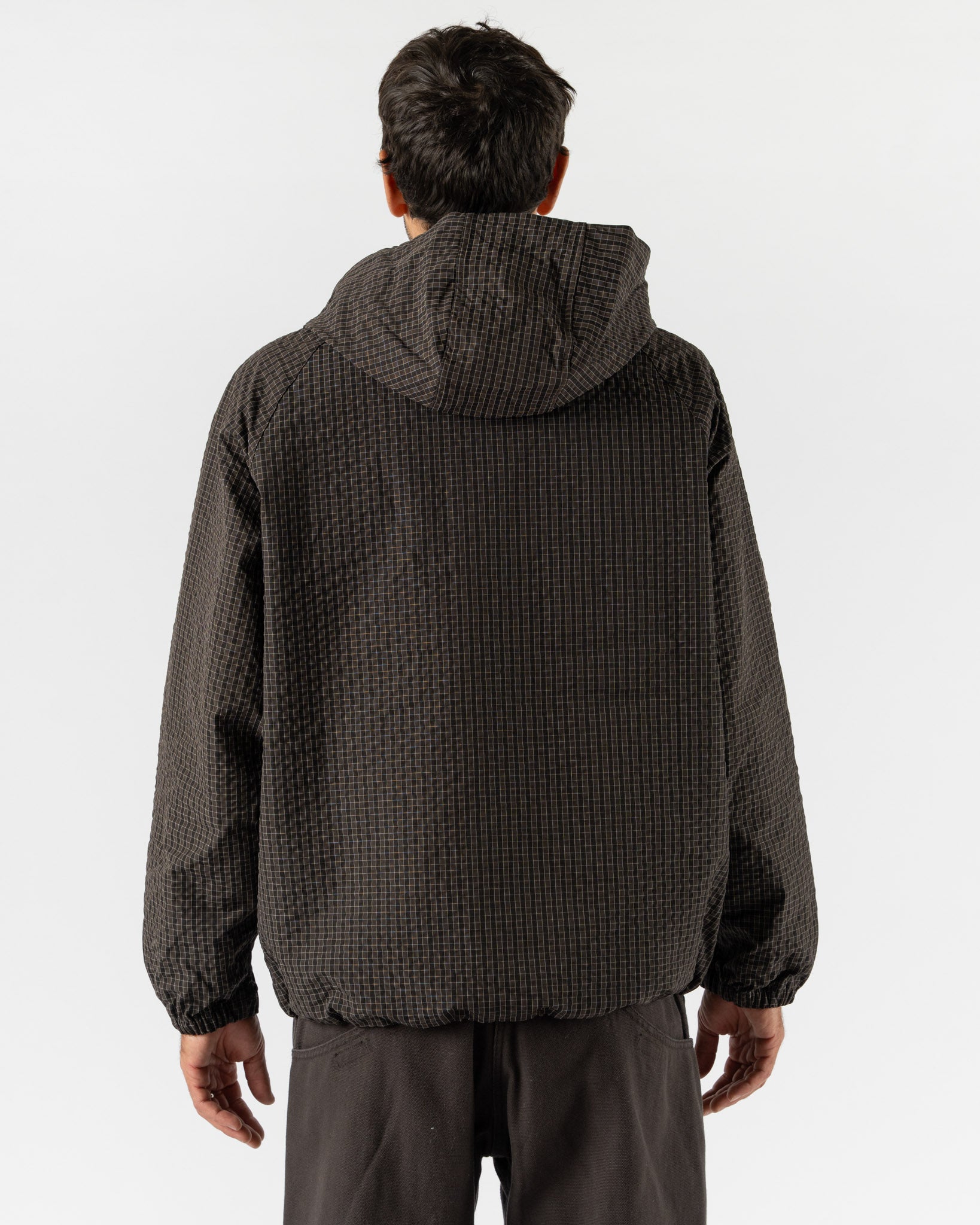Gramicci Northside Plaid Hooded Jacket in Deep Brown
