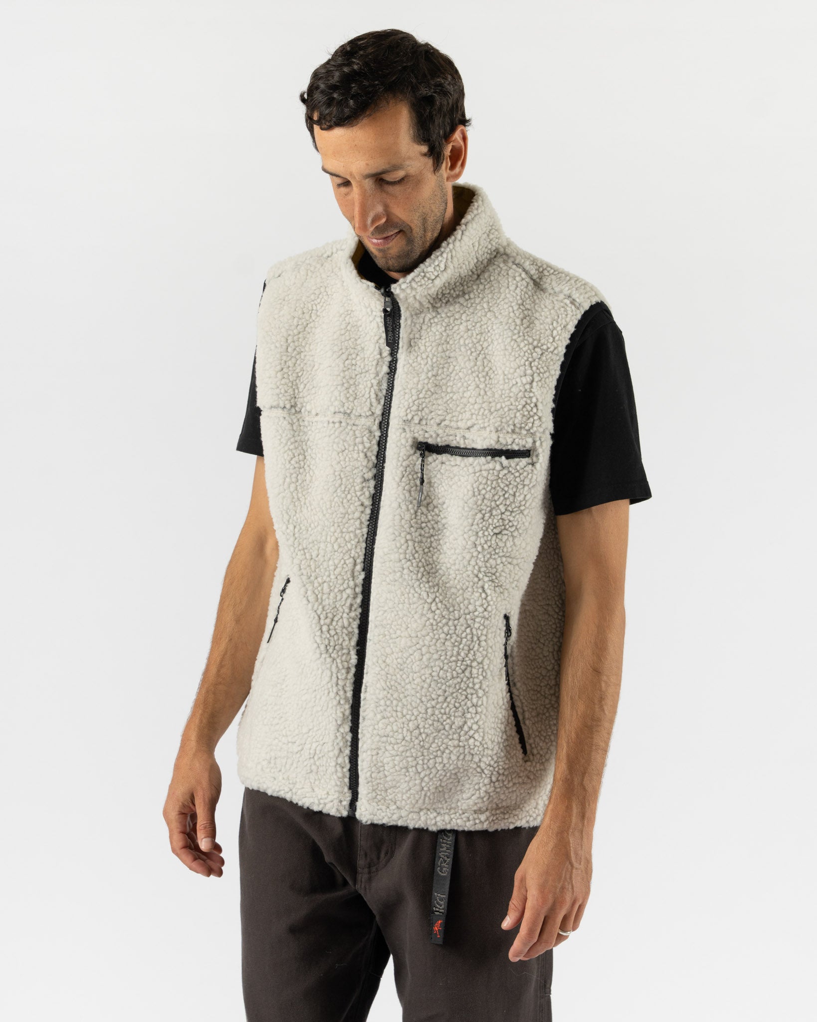 Gramicci Reversible Sherpa Vest in Natural/Chartreuse Curated at