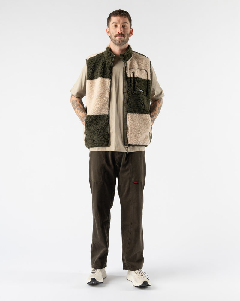 Gramicci Checkered Sherpa Vest in Natural/Olive Check