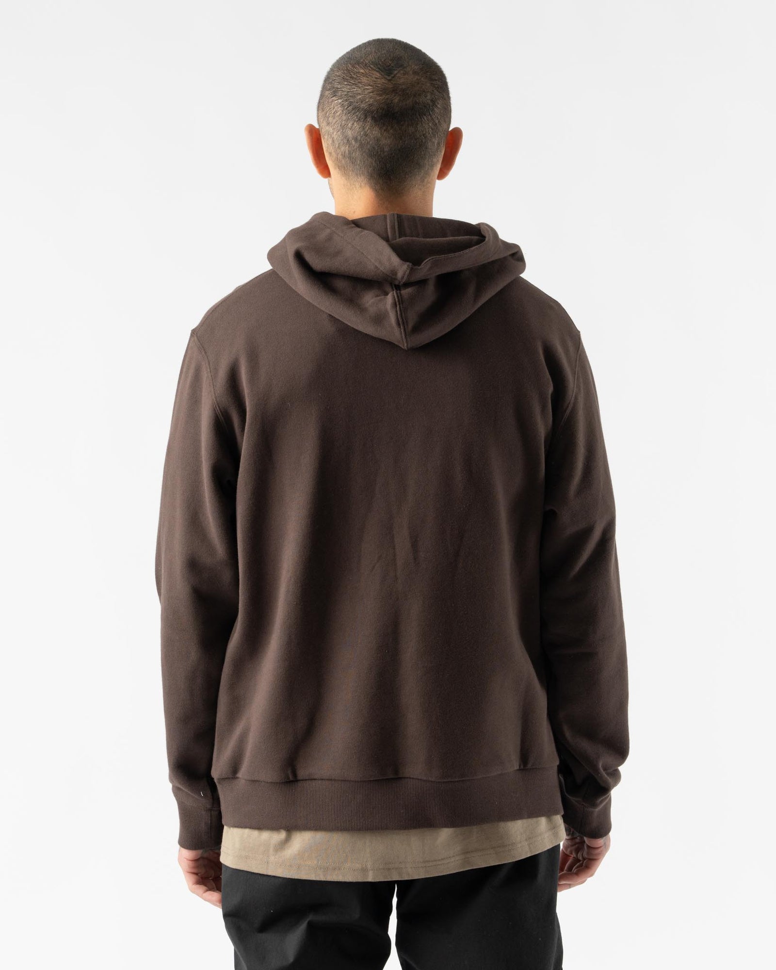 Gramicci One Point Hooded Sweatshirt in Deep Brown Curated at Jake and Jones