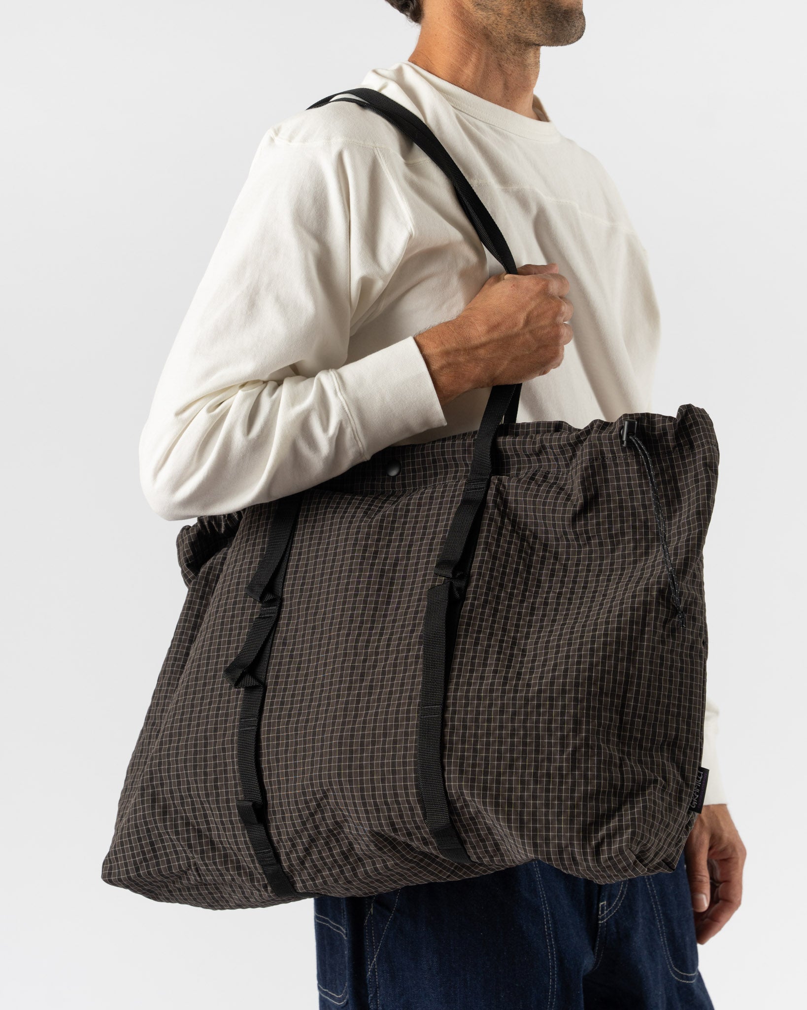 Gramicci Plaid Climbing Tote in Deep Brown