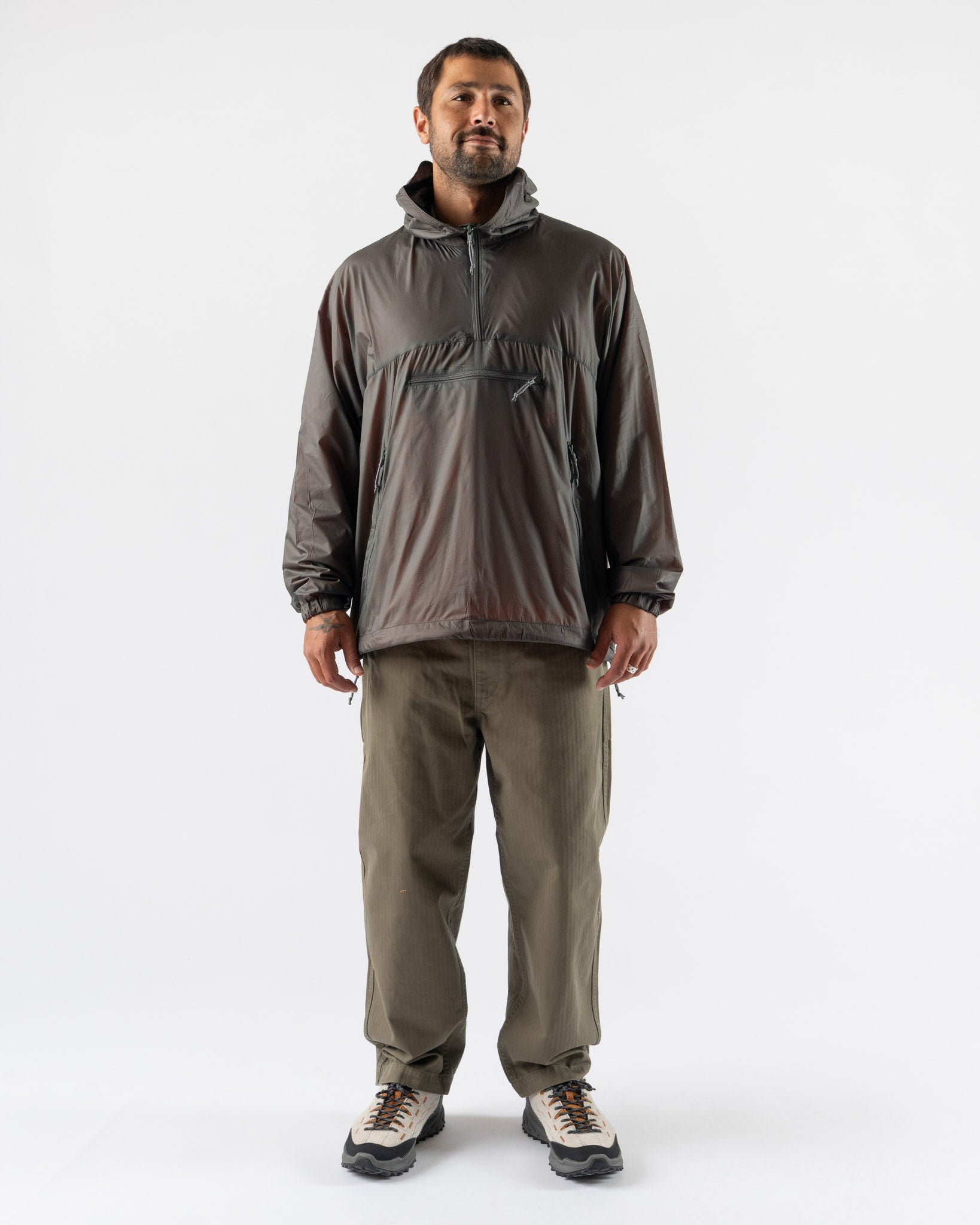 Pilgrim Surf + Supply Pike Nylon Ripstop Anorak in Charcoal