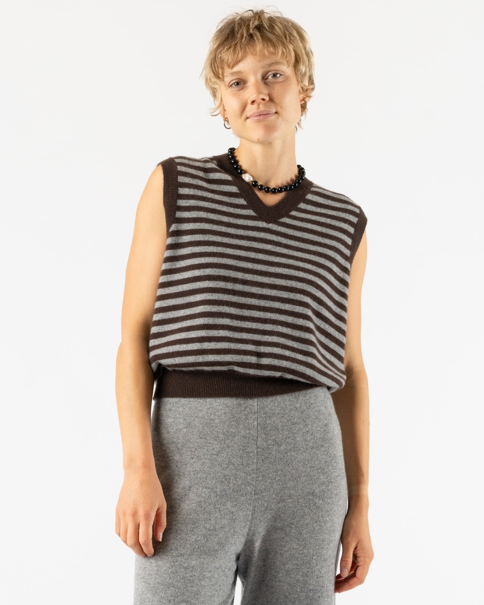 Hai Annie Vest in Dark Brown & Grey