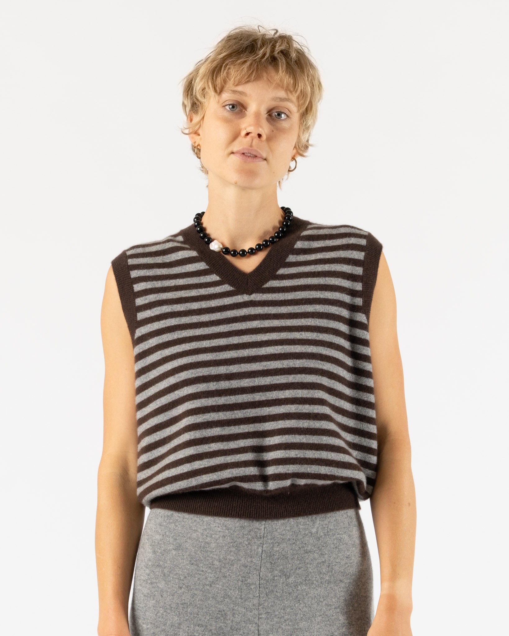 Hai Annie Vest in Dark Brown & Grey