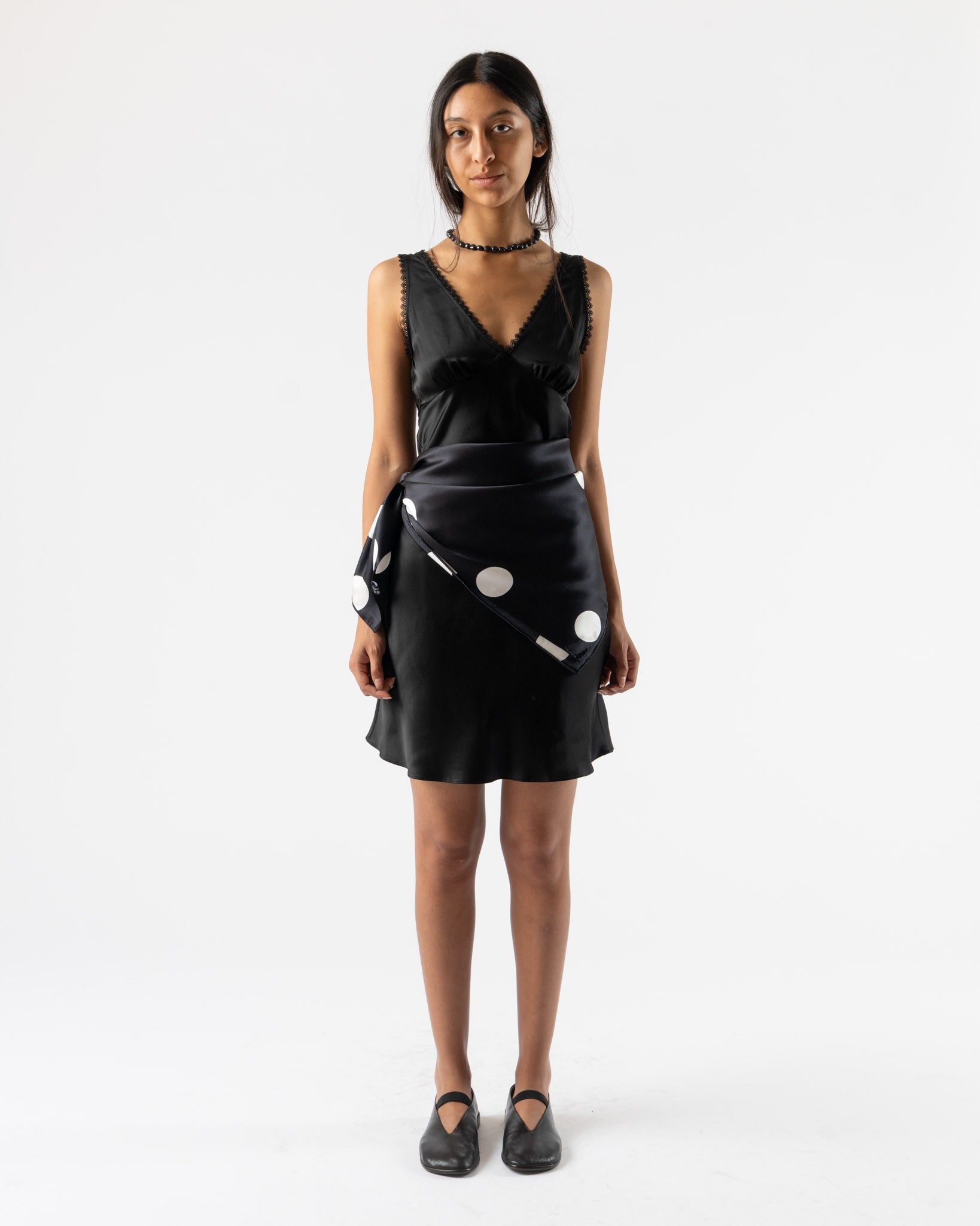 Hai Polka Scarf in Black/Ivory