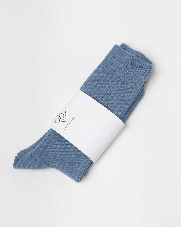 Baserange Rib Overankle Socks in Helm Blue