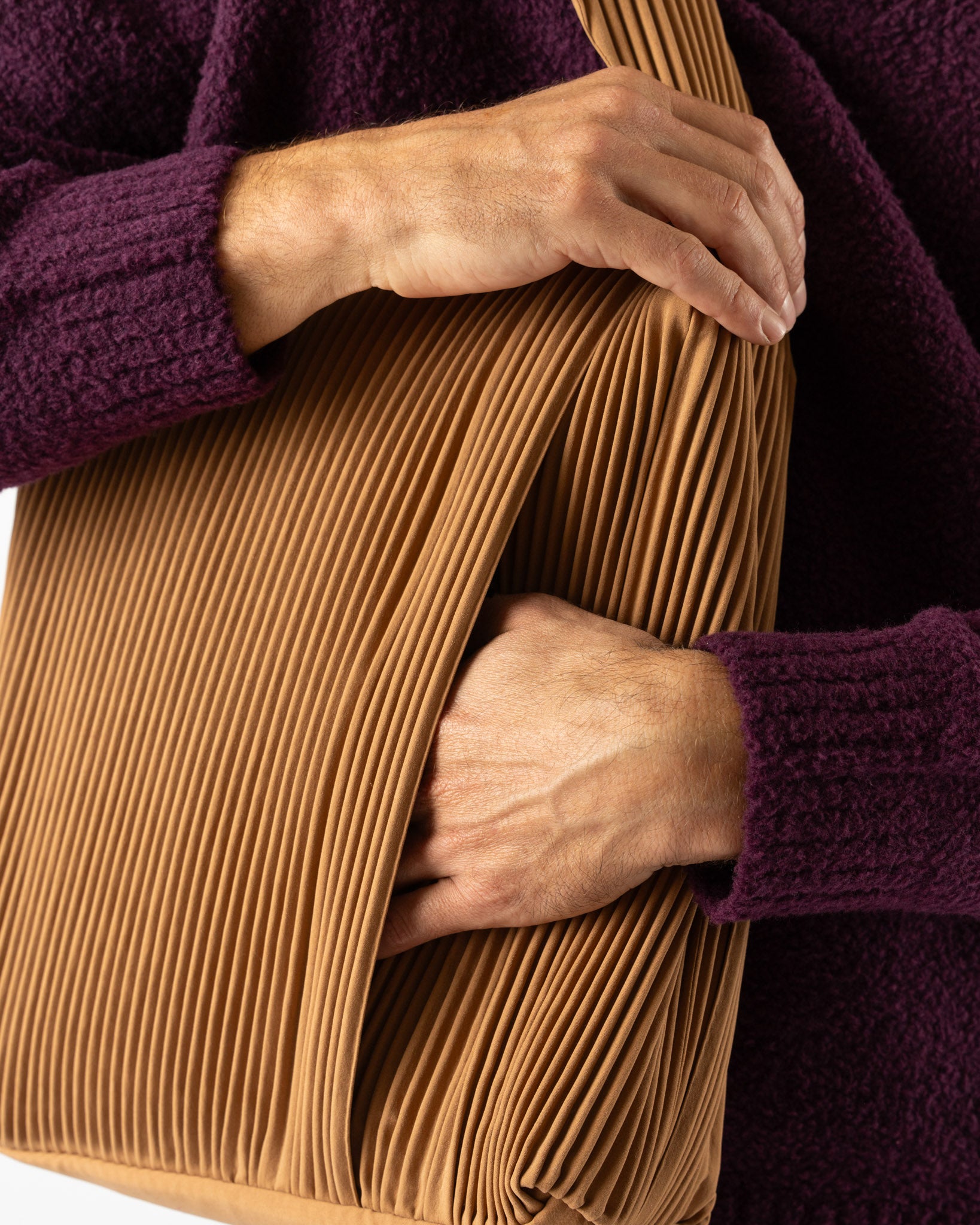 Homme Plissé Issey Miyake Rounded Square Bag in Paesina Brown