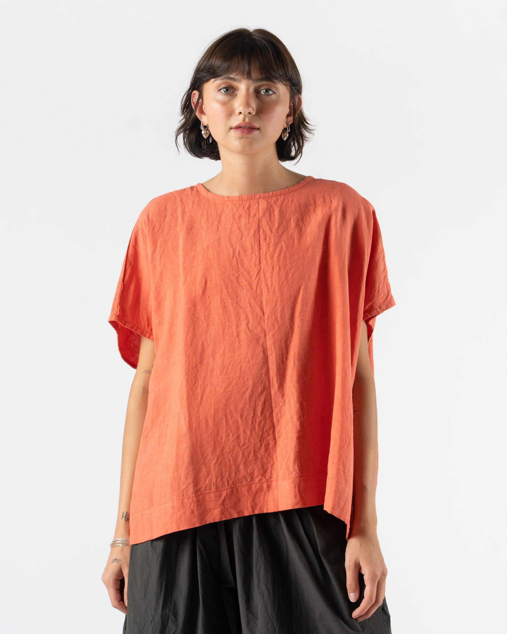 Ichi Antiquités French Linen Pullover in Orange