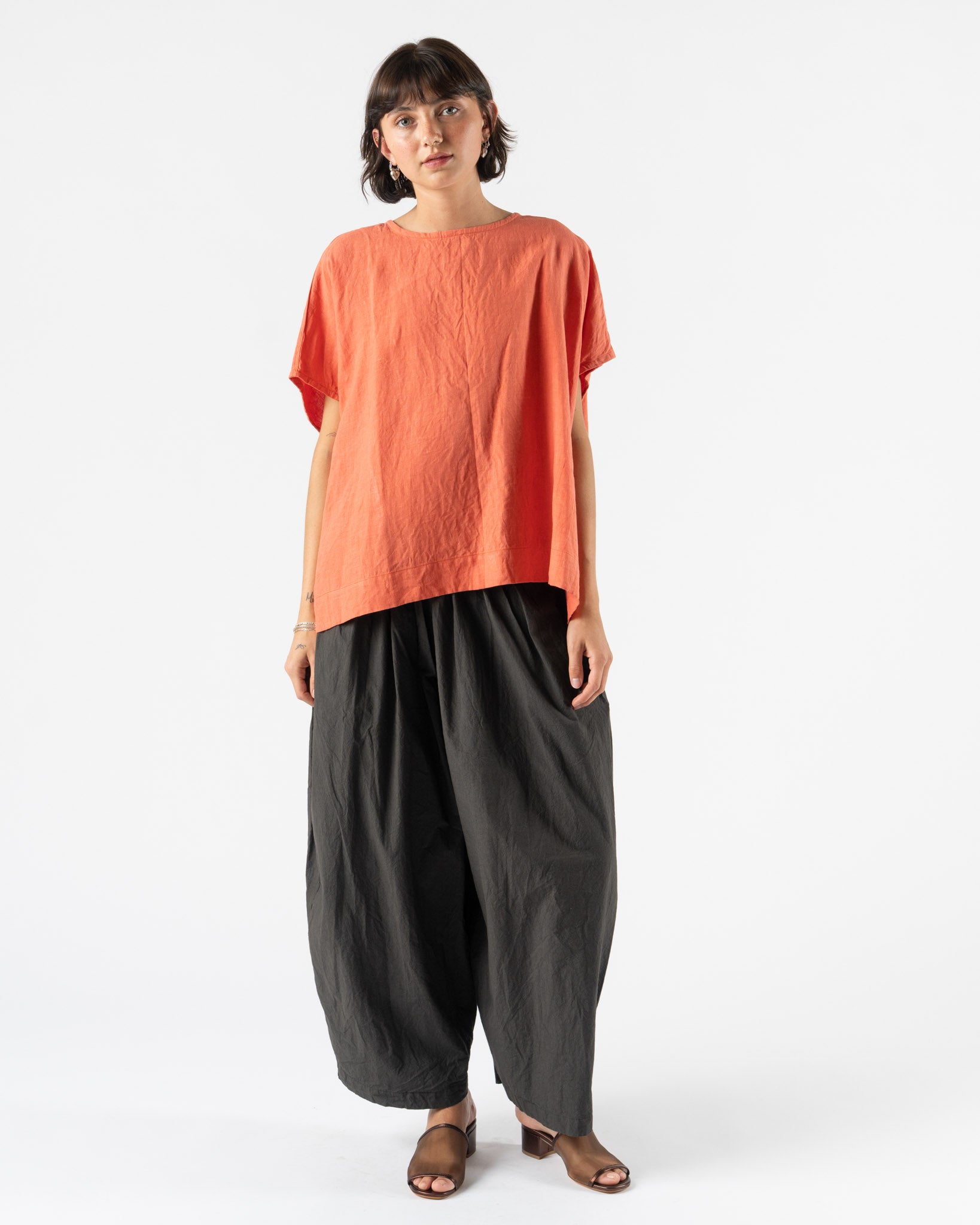 Ichi Antiquités French Linen Pullover in Orange
