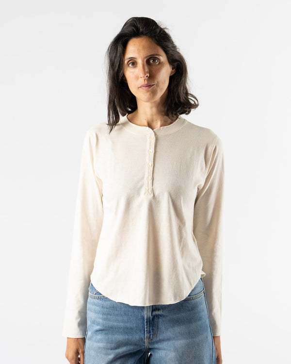 Ichi Antiquités Undyed Henley Shirt in Natural