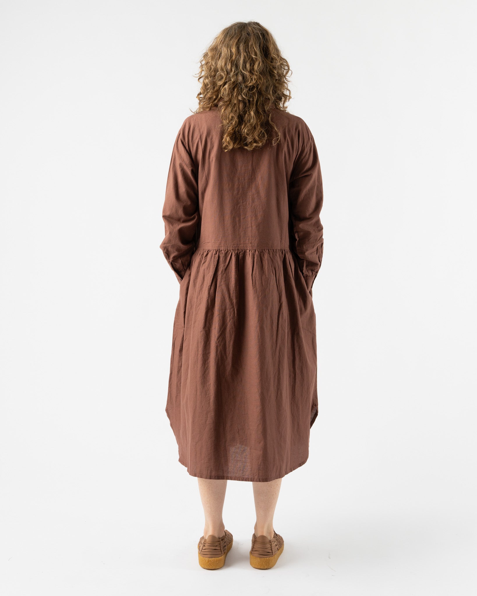 Ichi Antiquités Woven Cotton Dress in Brown