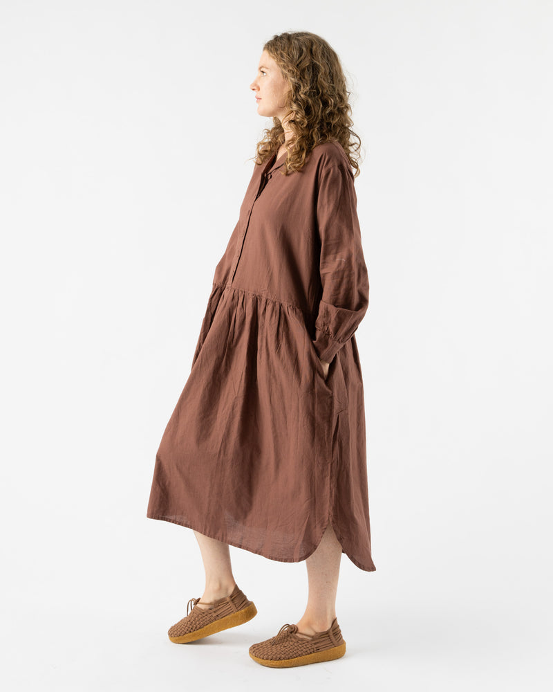 Ichi Antiquités Woven Cotton Dress in Brown