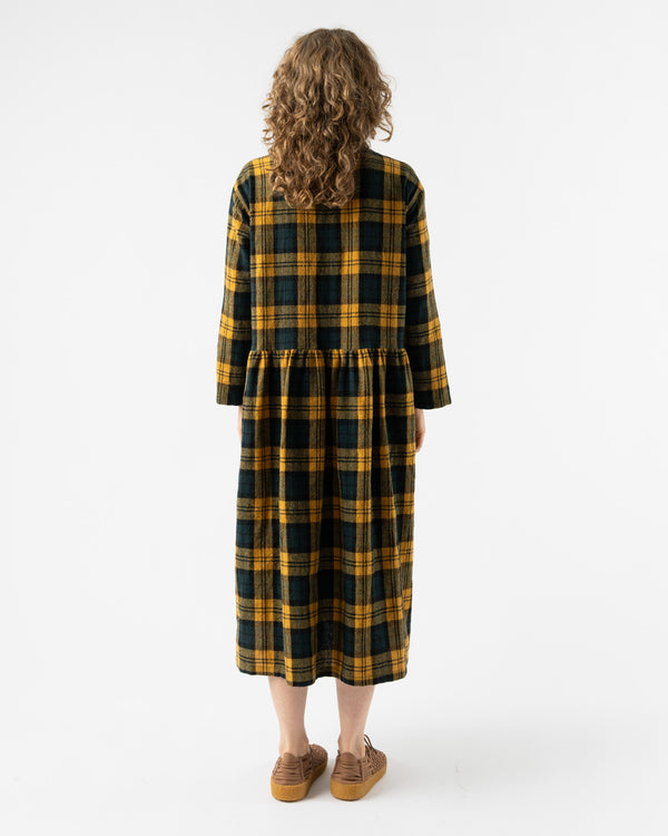 Ichi Antiquités Brushed Check Dress in Yellow