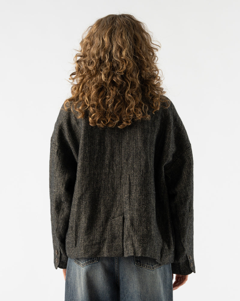 Ichi Antiquités Herringbone Jacket in Black