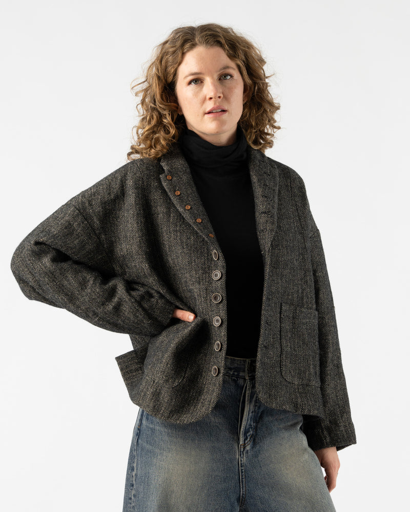 Ichi Antiquités Herringbone Jacket in Black