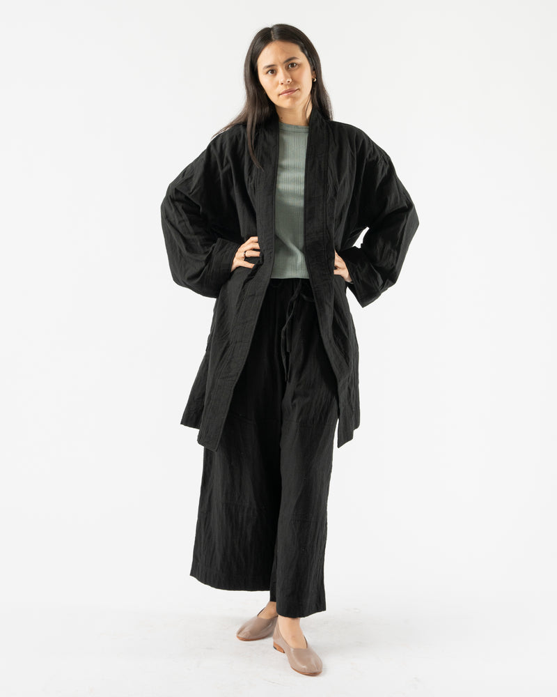 Ichi Antiquités Azumadaki Quilt Robe in Black
