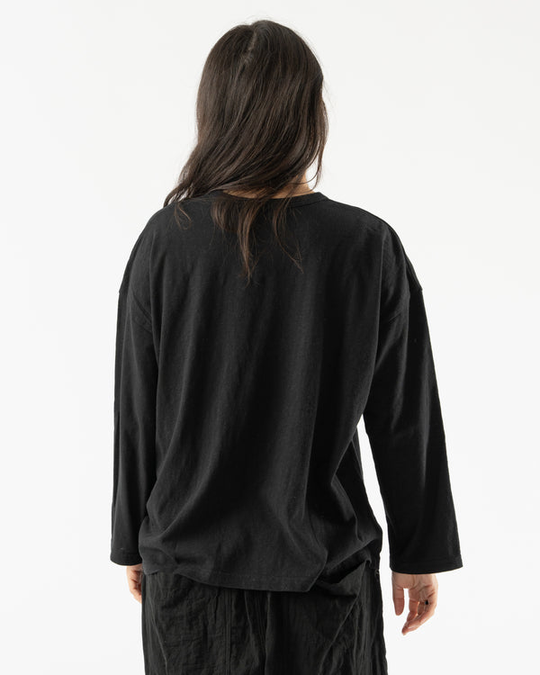 Ichi Antiquités Knit Cotton Pullover Sweater in Black