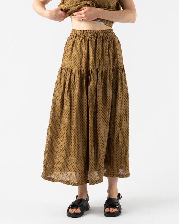 Ichi Antiquités Linen Dobby Skirt in Camel