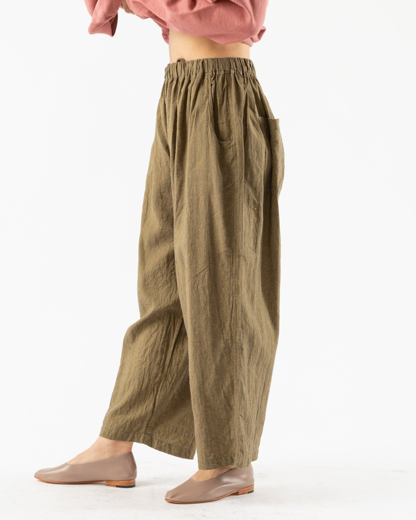 Ichi Antiquités Woven Herringbone Pants in Charcoal