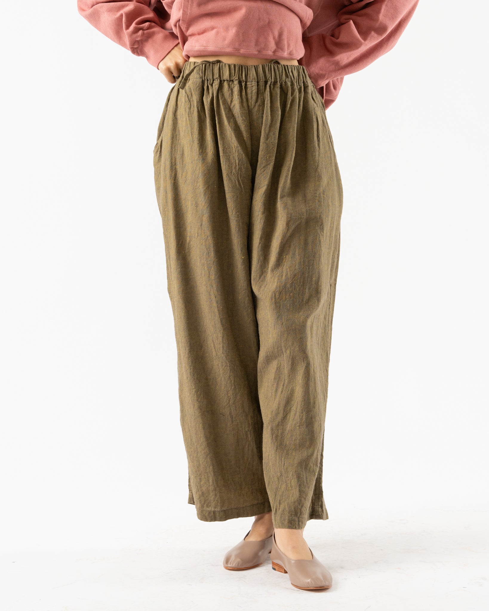 Ichi Antiquités Woven Herringbone Pants in Charcoal