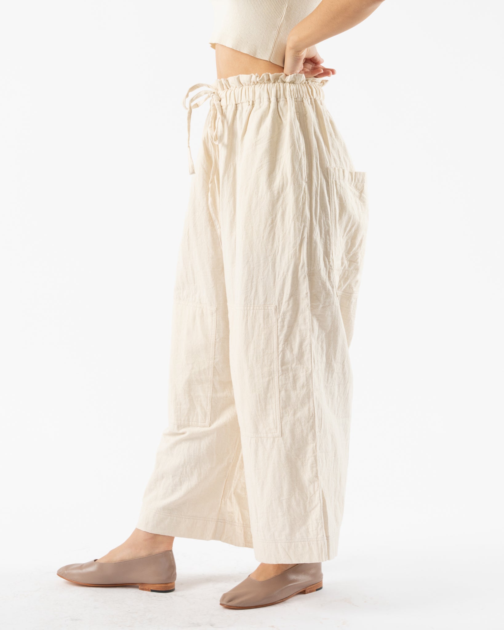 Ichi Antiquités Azumadaki Quilt Pants in Ivory