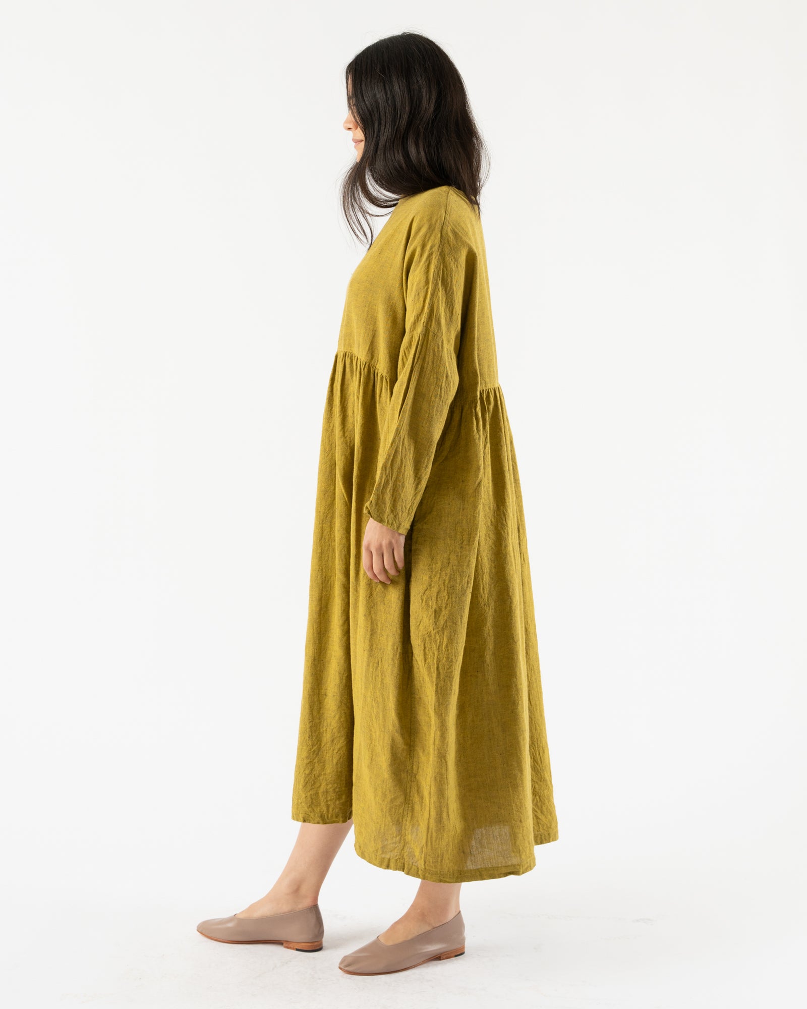 Ichi Antiquités Herringbone Dress in Yellow Curated at Jake and Jones