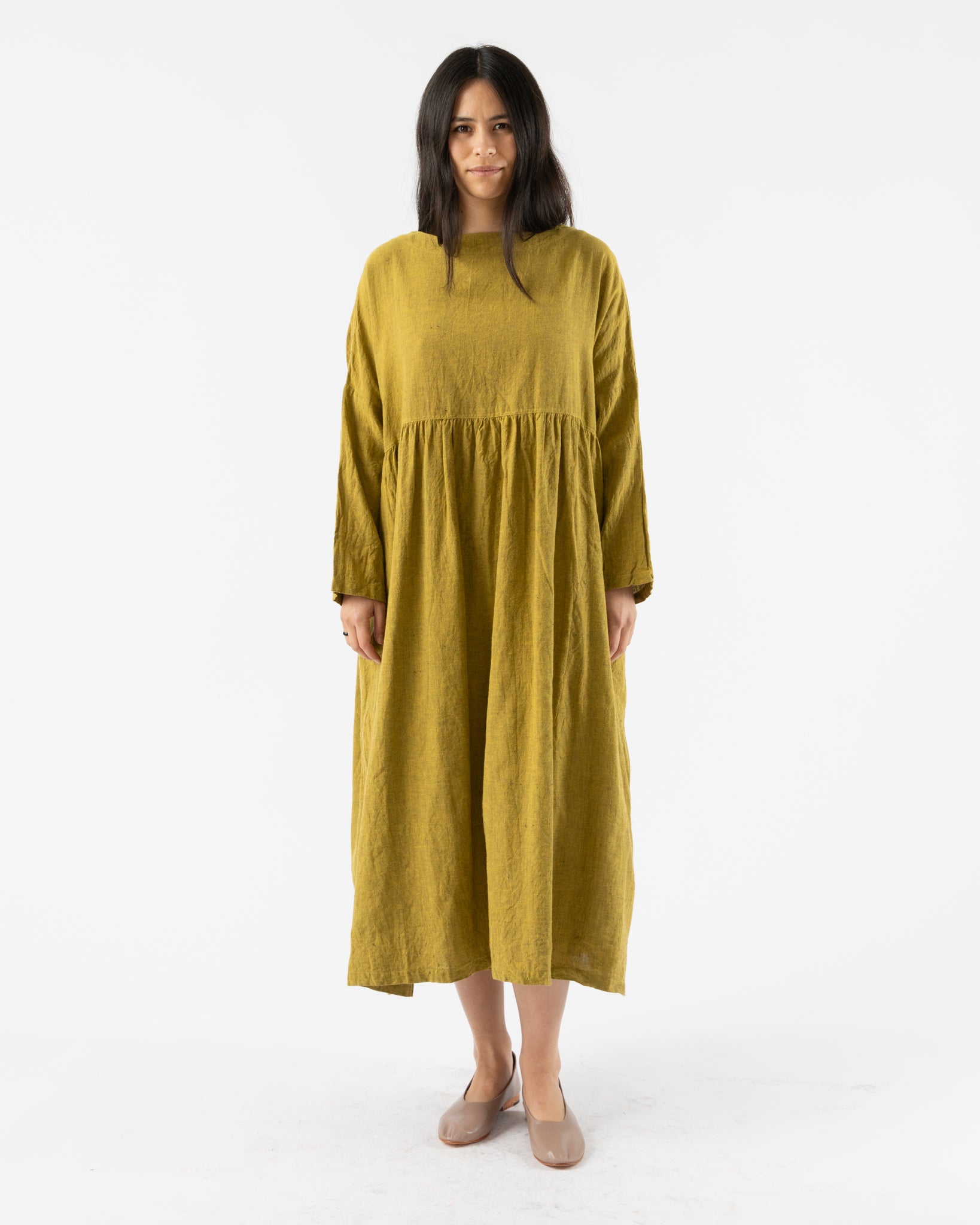 Ichi Antiquités Herringbone Dress in Yellow